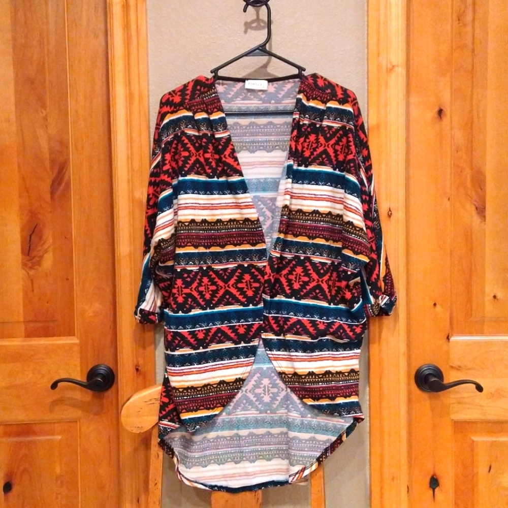 Poetry Multi-Color Cardigan Sweater Shrug Open 3/4 Sleeve Womens Top